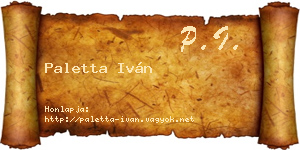 Paletta Iván névjegykártya